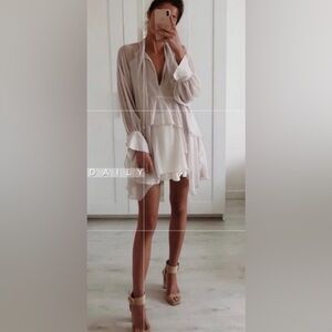 COPY Zara Flowing Chiffon Cream Mini Dress / Top Free People Boho Bloggers NWOT